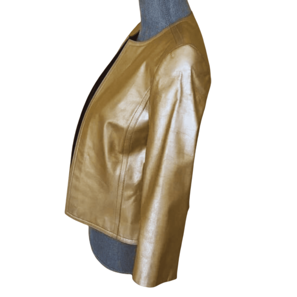 Gold Leather Jacket Women - Image 3