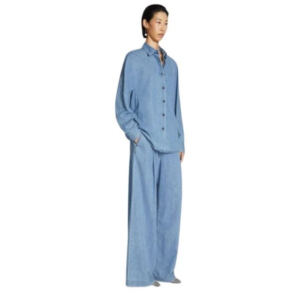 DRIES VAN NOTEN DENIM COCOON SHIRT LIGHT BLUE - Image 3