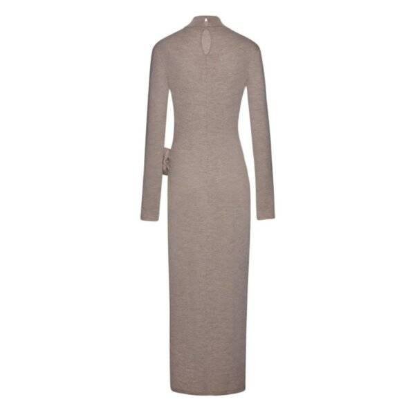 MAGDA BUTRYM HIGH NECK KNIT MAXI DRESS IN BEIGE - Image 2