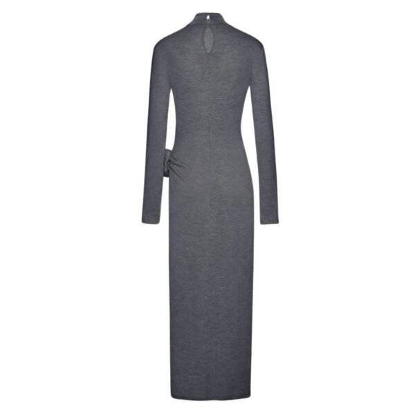 MAGDA BUTRYM HIGH NECK KNIT MAXI DRESS IN GRAY - Image 2