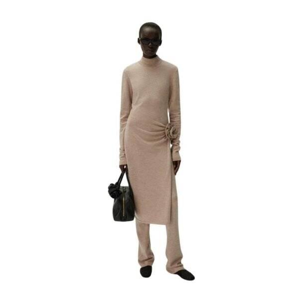 MAGDA BUTRYM HIGH NECK KNIT MIDI DRESS IN BEIGE - Image 3