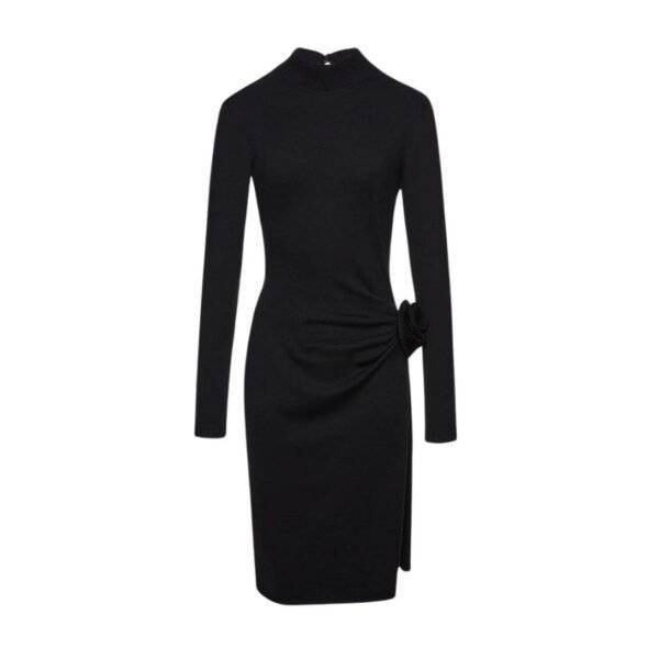 MAGDA BUTRYM HIGH NECK KNIT MIDI DRESS IN BLACK - Image 2