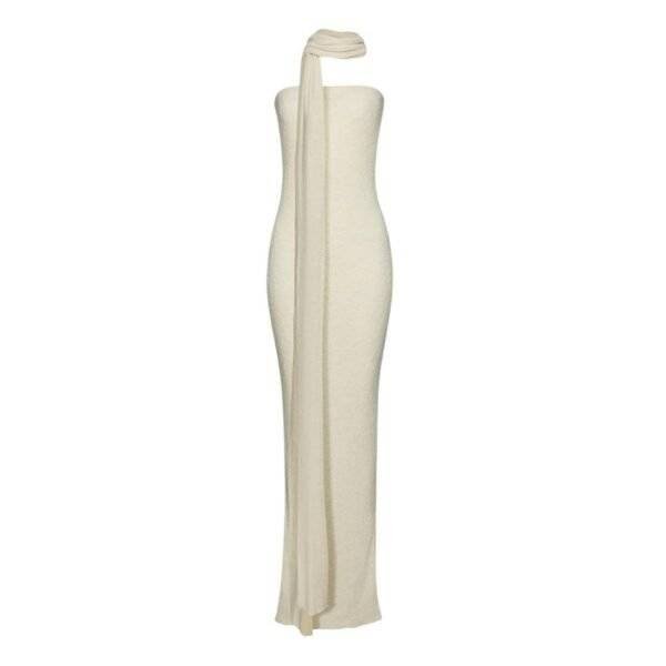 MAGDA BUTRYM LINEN KNIT TUBE SCARF MAXI DRESS IN CREAM - Image 2