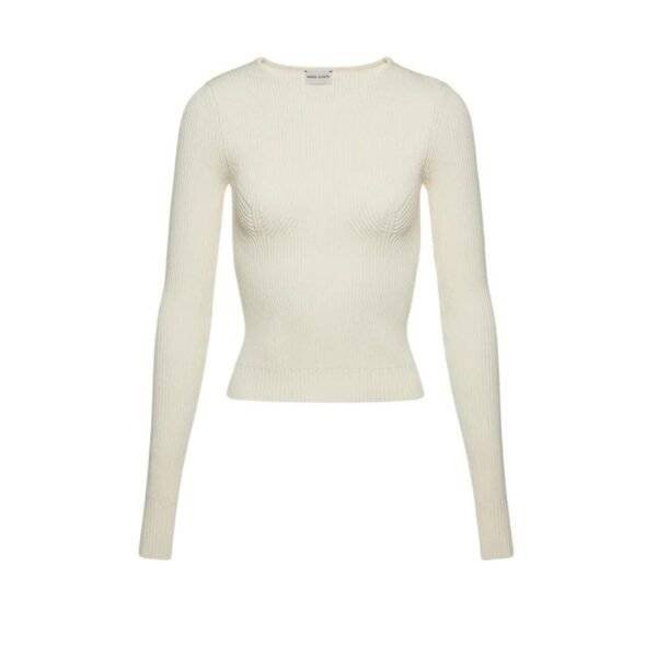 MAGDA BUTRYM SCULPTED RIB KNIT TOP IN CREAM