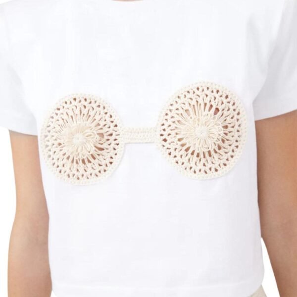 MAGDA BUTRYM CROCHET BRA T SHIRT IN WHITE - Image 5