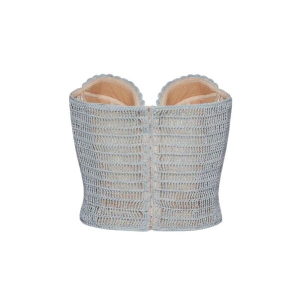 MAGDA BUTRYM CROCHET BUSTIER TOP IN LIGHT BLUE - Image 2