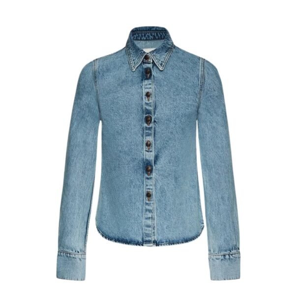 MAGDA BUTRYM FITTED DENIM SHIRT IN FADED BLUE