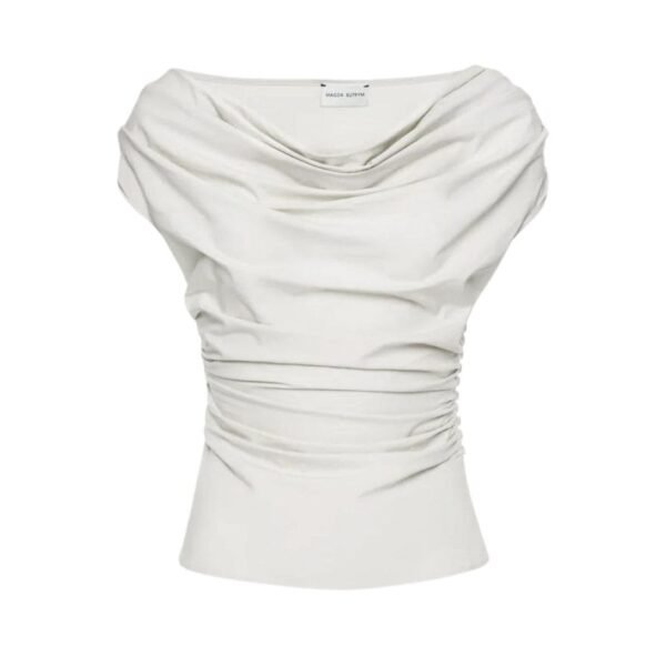 MAGDA BUTRYM OFF SHOULDER DRAPED TOP IN WHITE