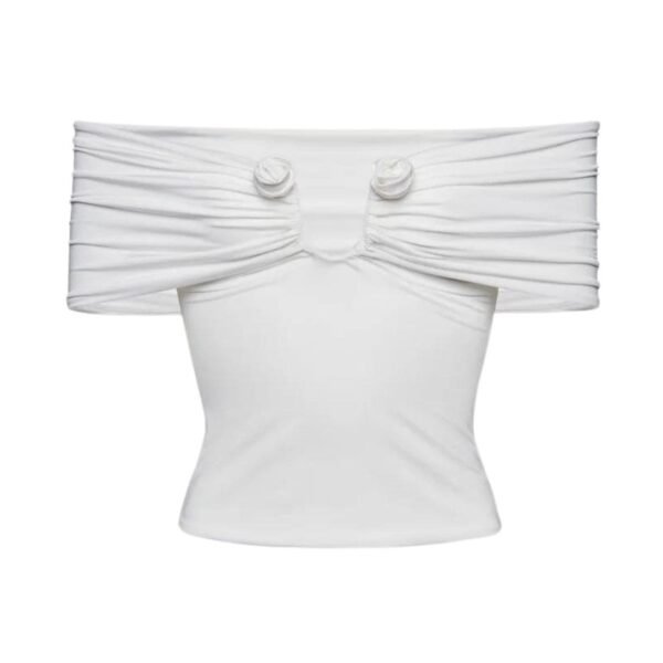 MAGDA BUTRYM OFF SHOULDER JERSEY TOP IN WHITE