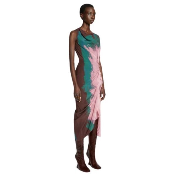 DRIES VAN NOTEN PRINTED DRAPED DRESS PINK - Image 3