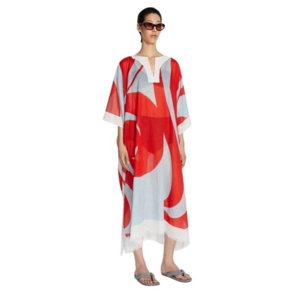 DRIES VAN NOTEN COTTON KAFTAN RED - Image 3