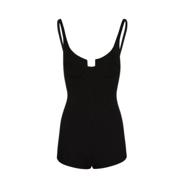 MAGDA BUTRYM SCOOP NECK ROMPER IN BLACK