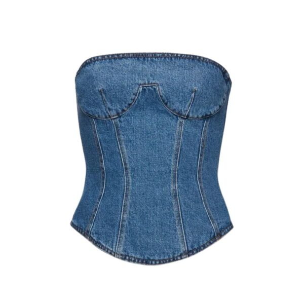 MAGDA BUTRYM STRAPLESS STITCH CORSET IN BLUE