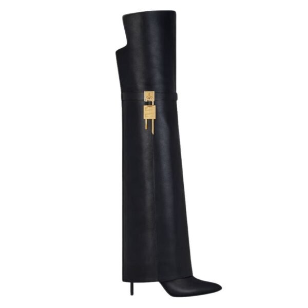 GIVENCHY SHARK LOCK STILETTO OVER THE KNEE BOOTS IN LEATHER