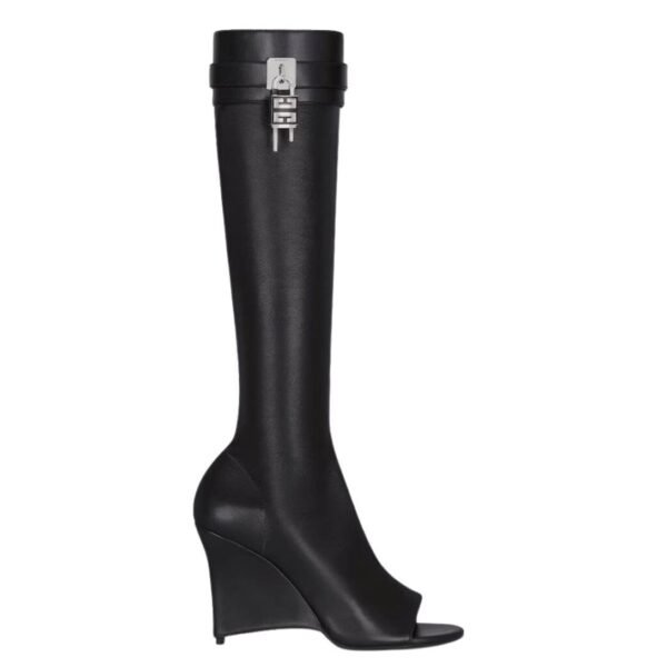 GIVENCHY SHARK LOCK STILETTO SANDAL BOOTS IN LEATHER