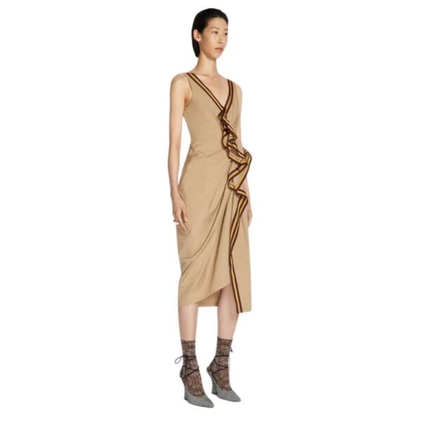 DRIES VAN NOTEN DRAPED COTTON DRESS BEIGE - Image 3