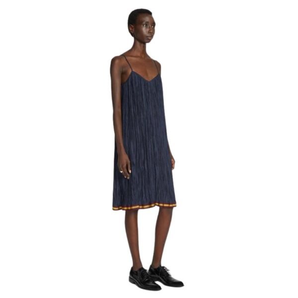 DRIES VAN NOTEN PLEATED SLIP DRESS NAVY - Image 4