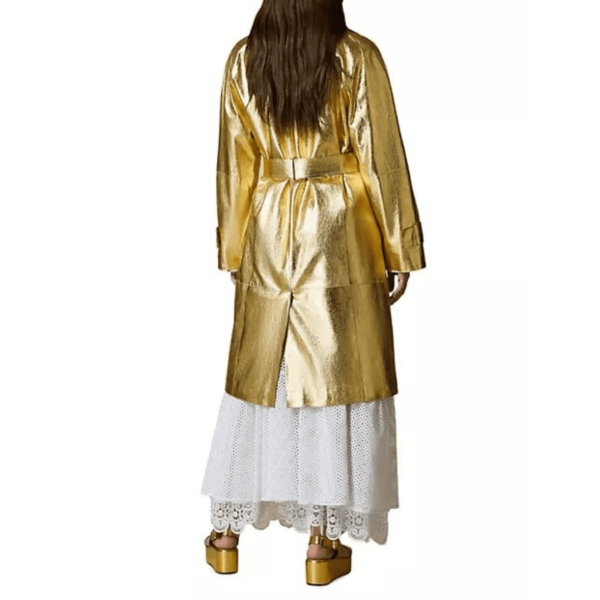 Gold Leather Coat Women - Image 3