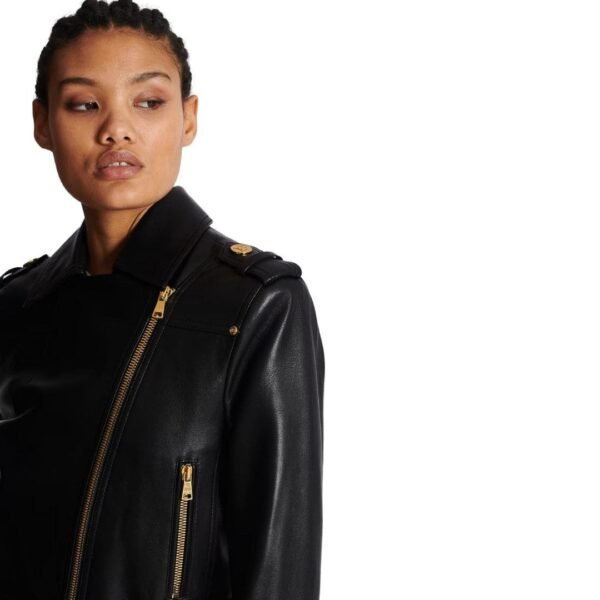 BALMAIN SHORT LEATHER BIKER JACKET - Image 5