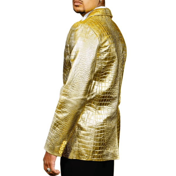 Gold Leather Coat Men - Image 2