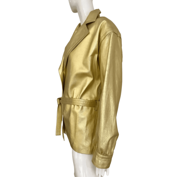 Gold Leather Coat Women - Image 2