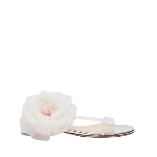 MAGDA BUTRYM ROSE PVC FLAT SANDALS IN MIRROR PINK