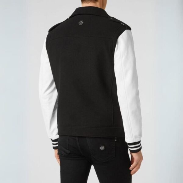 PHILIPP PLEIN WOOL AND LEATHER BIKER JACKET - Image 5