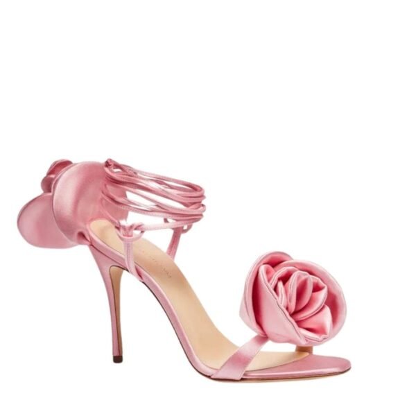 MAGDA BUTRYM WRAP AROUND FLOWER SANDALS IN PINK