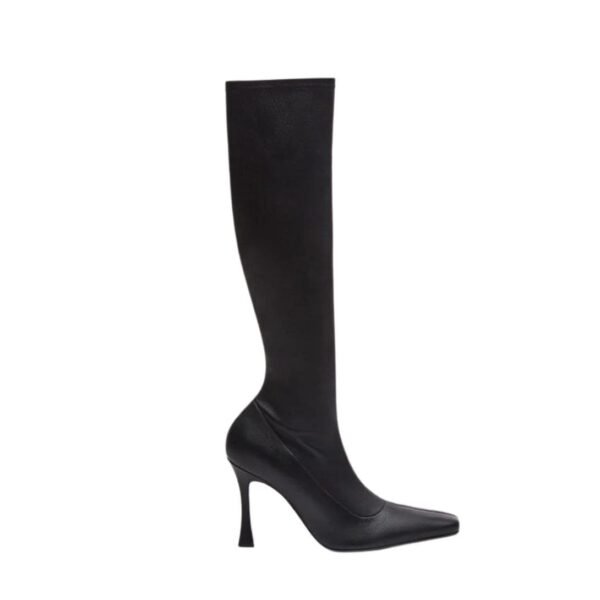 MAGDA BUTRYM TALL LEATHER SOCK BOOTS IN BLACK LEATHER