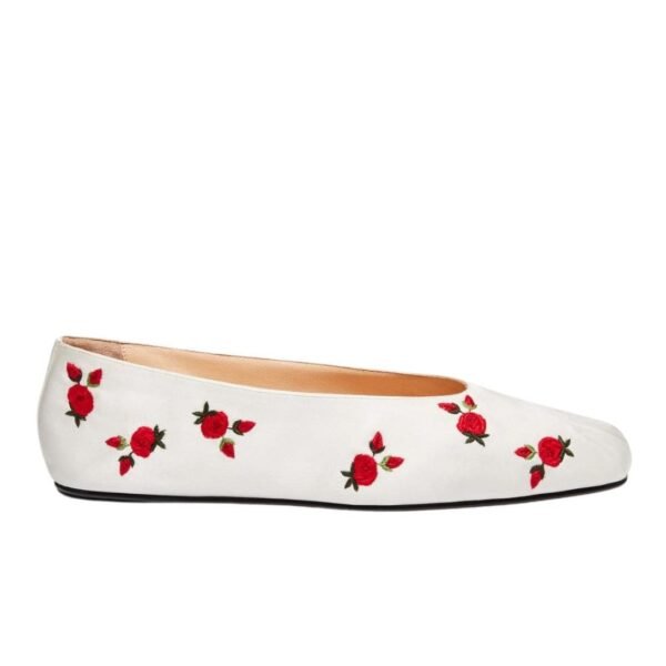 MAGDA BUTRYM SATIN BALLET FLATS IN CREAM