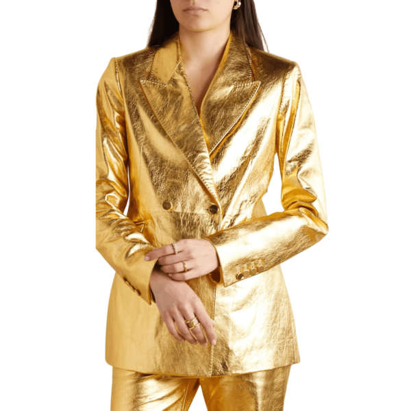 Gold Leather Coat Women - Image 2