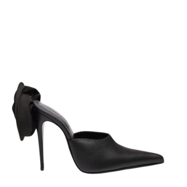 MAGDA BUTRYM POINTED FLOWER MULES IN BLACK LEATHER