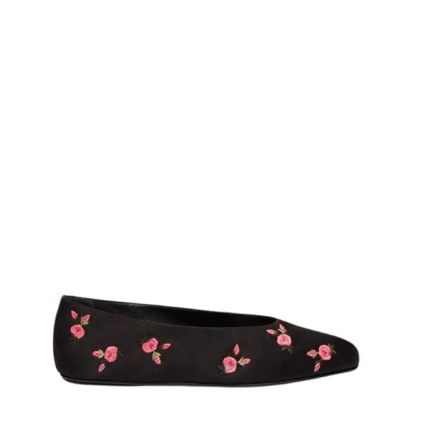 MAGDA BUTRYM SATIN BALLET FLATS IN BLACK