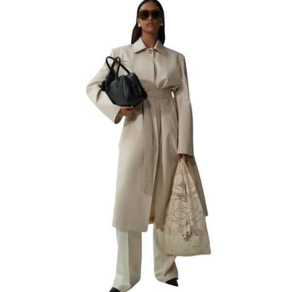 MAGDA BUTRYM WRAP COTTON COAT IN BEIGE - Image 3