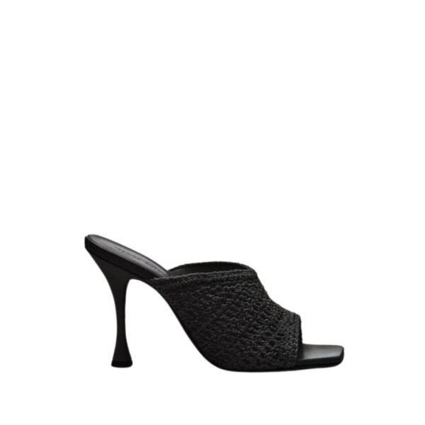 MAGDA BUTRYM CROCHET MULE HEELS IN BLACK