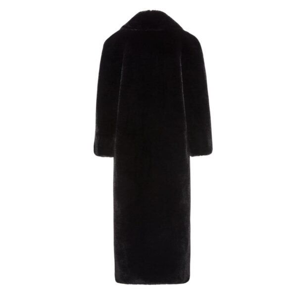 MAGDA BUTRYM LONG FAUX FUR BELTED COAT IN BLACK - Image 2