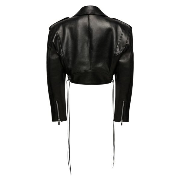 MAGDA BUTRYM CROPPED BIKER JACKET IN BLACK LEATHER - Image 2