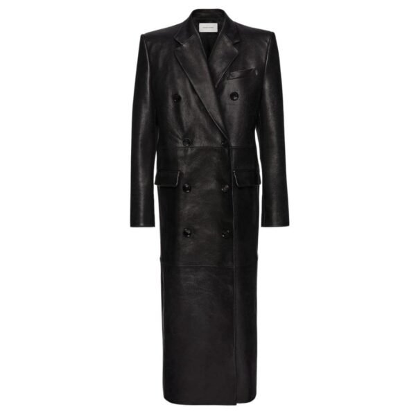 MAGDA BUTRYM LONG LEATHER TAILORED COAT IN BLACK