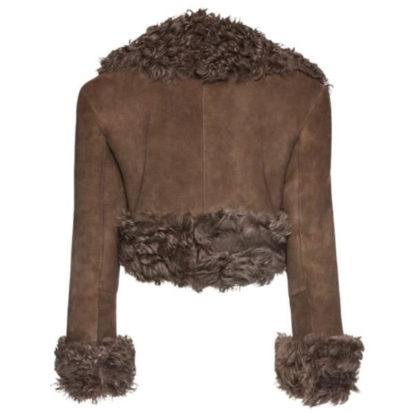 MAGDA BUTRYM CROPPED SUEDE SHEARLING COAT IN BROWN - Image 2