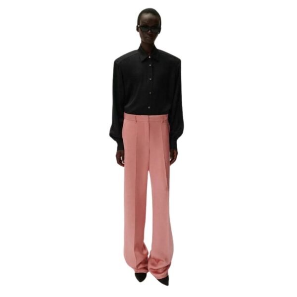 MAGDA BUTRYM WILD LEG SILK TAILORED PANTS IN PINK - Image 4