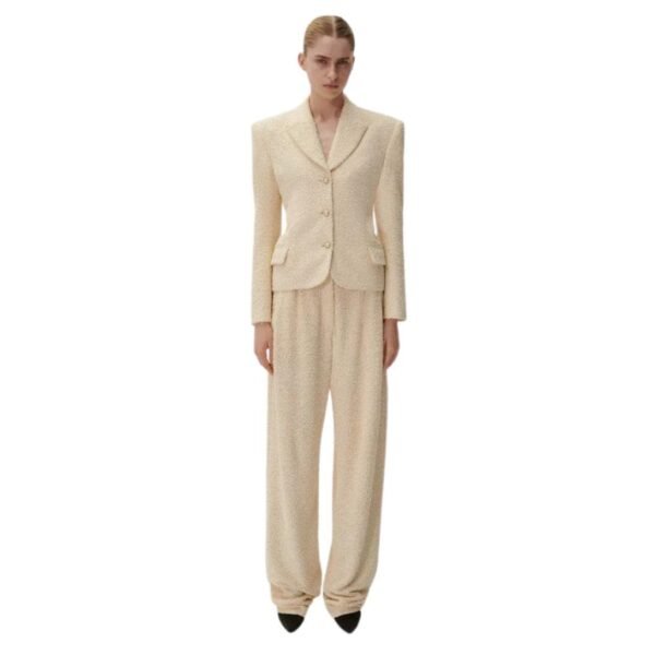 MAGDA BUTRYM FITTED BOUCLE BLAZER IN BEIGE - Image 3