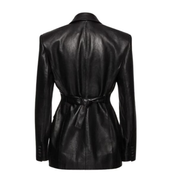 MAGDA BUTRYM LEATHER HOURGLASS BLAZER IN BLACK - Image 2