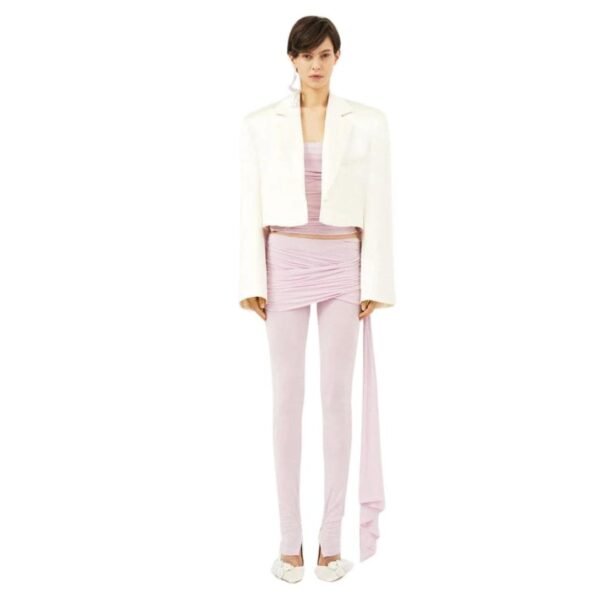 MAGDA BUTRYM CROPPED SILK BLEND BLAZER IN CREAM - Image 3