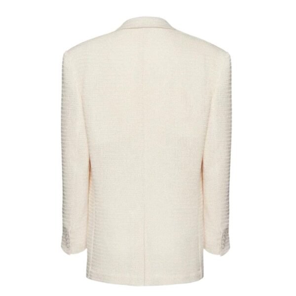 MAGDA BUTRYM TAILORED OVERSIZED HANDWOVEN BLAZER IN CREAM - Image 2