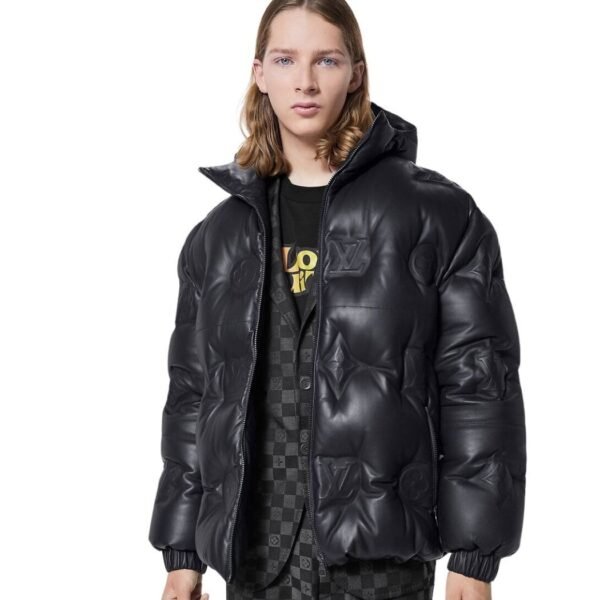 LOUIS VUITTON MONOGRAM LEATHER HOODED DOWN JACKET - Image 2