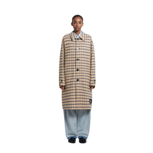 MARNI BLUE AND YELLOW CHECKED WOOL REVERSIBLE COAT - Image 2