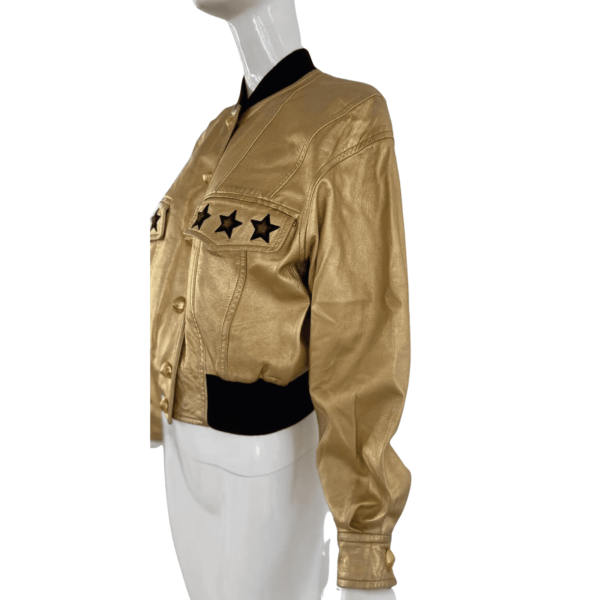 Gold Women Leather Jacket - Image 2