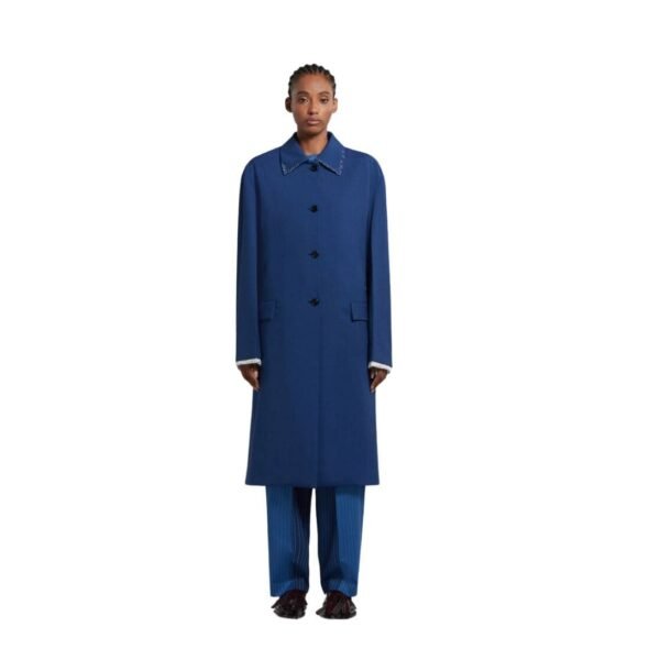 MARNI BLUE TROPICAL WOOL TRENCH COAT - Image 2