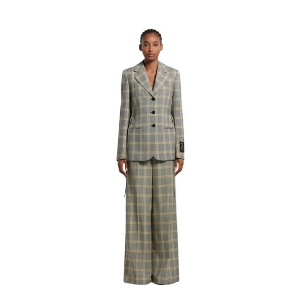 MARNI YELLOW CHECKED TECH WOOL JACKET - Image 2