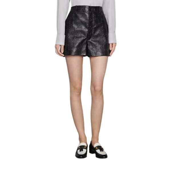 GUCCI GG EMBOSSED LEATHER SHORTS - Image 2